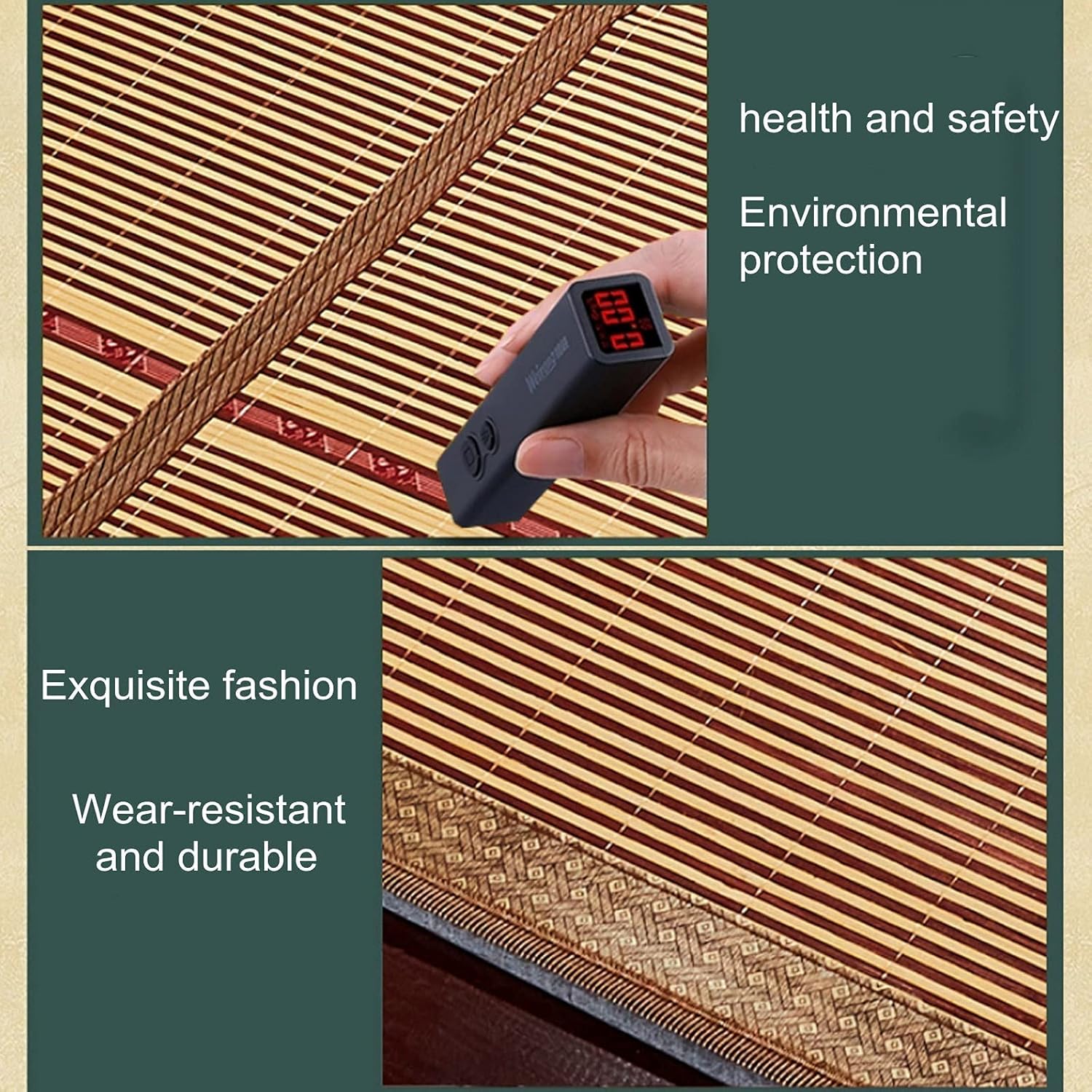 Bamboo Sleeping Mat,Cooling Mat Mattress,Traditional Chinese Summer Sleeping Rattan Pad Cooling Mattress Foldable Breathable Summer Sleeping Mat For Single Double Queen-size Bed-2 sides 1.2x1.9m(3.9x6