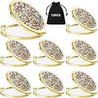 Vista 11 de Cindeer 8 piezas de espejo pequeño compacto plegable de bolsillo para maquillaje redondo de mano cosmética aumento compacto de diamantes