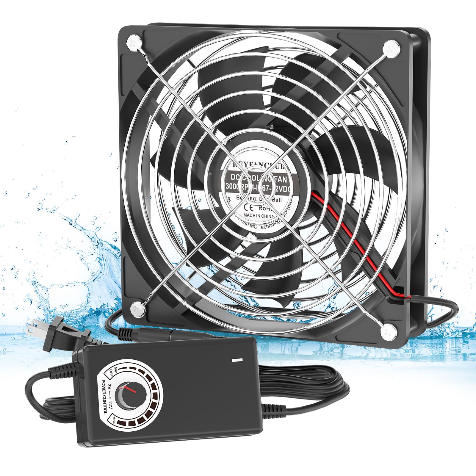 Ventilador pequeño impermeable IP67, ventilador de computadora de velocidad variable de 12 V con enchufe de CA, 110 V, 120 V, 220 V, ventilador de escape de ventilación alimentado por CA