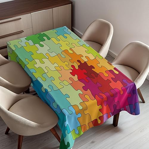 Ambesonne Mantel de arte abstracto, piezas de juego colorido, fractal, pasatiempo, actividad, ocio, imagen de dibujos animados, funda rectangular