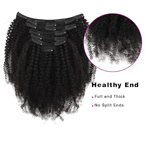 Miniatura 6 de Sassina Extensiones de cabello humano de grado 8A con clip afro rizado 3C 4A sin costuras Real grueso clip en Extensiosn para afroamericanos 423oz 7