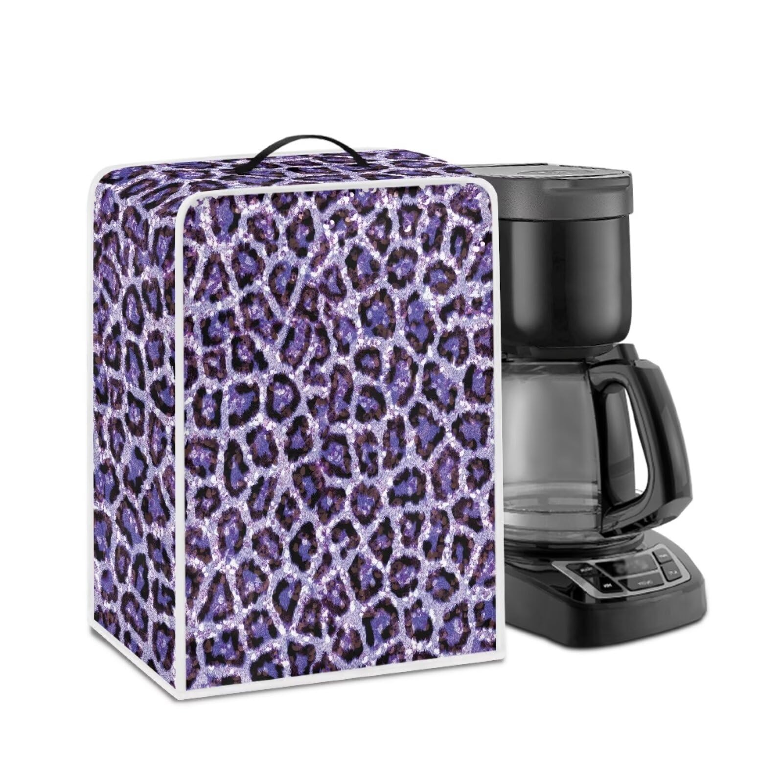 Purple Leopard House Coffee Maker Cover Lightweight Coffee Pot Cover Kitchen Appliance Case Durable Reusable Small Appliance Dust Covers for Countertop Appliances in Home
