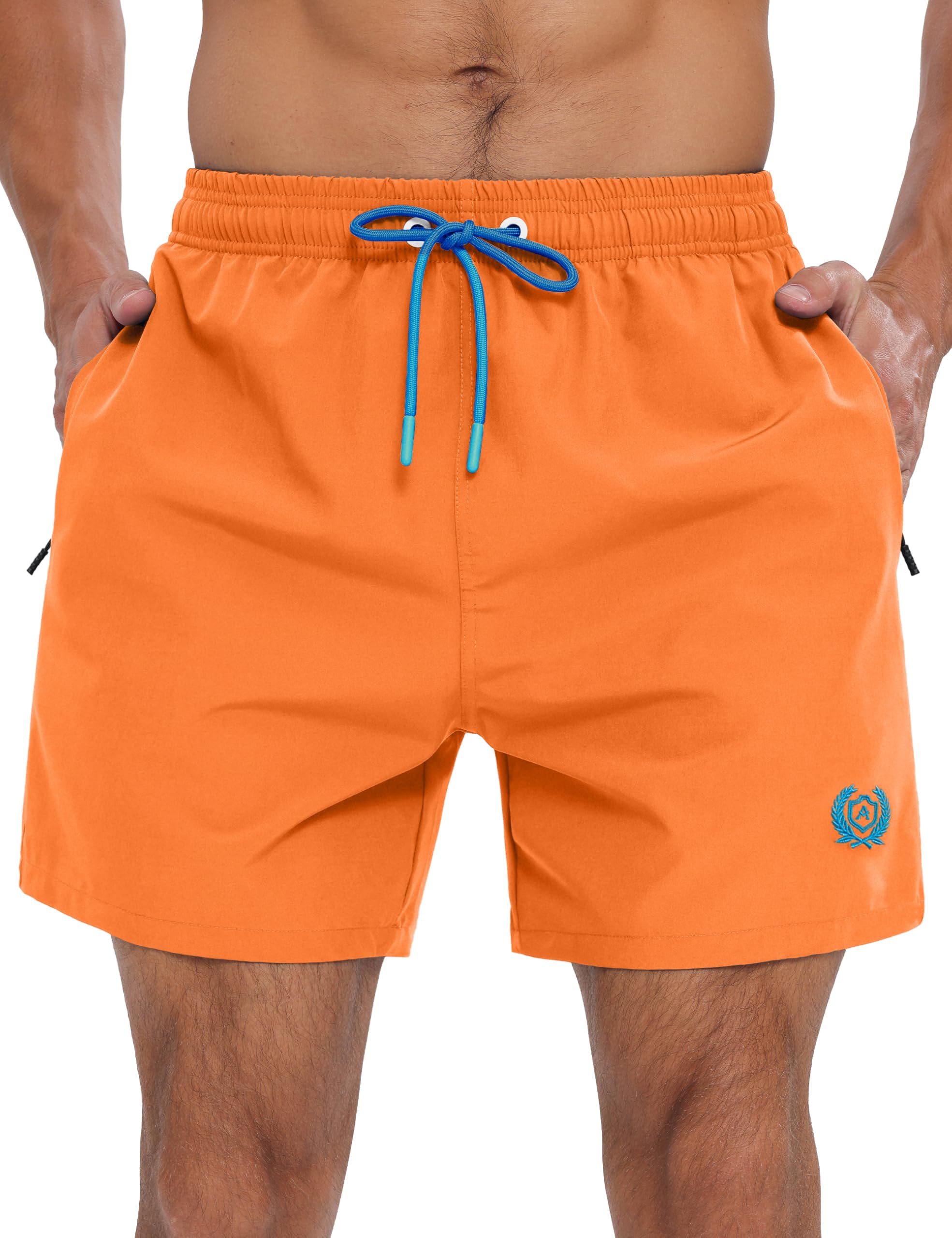 APTRO Herren Badehosen Badeshorts mit Mesh-Futter Schnelltrocknend Boardshorts Reißverschlusstaschen Einfarbig Sport Shorts ZIP025