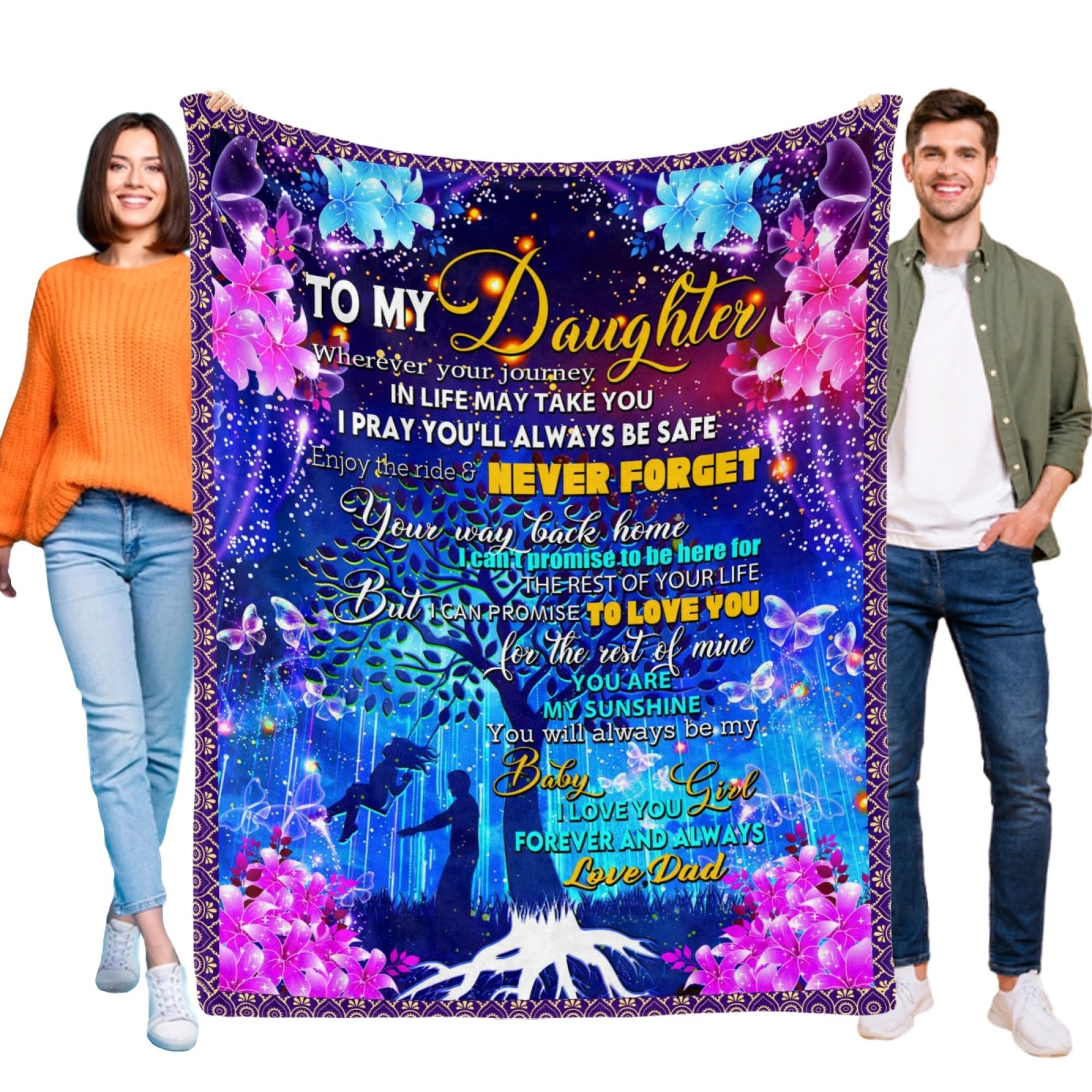 Xtmunole Daughter Blanket from Dad, Daughter Gifts from Dad, Daughters Gift for Birthday, Graduation, Christmas, to My Daughters Blanket, 50” x 40”