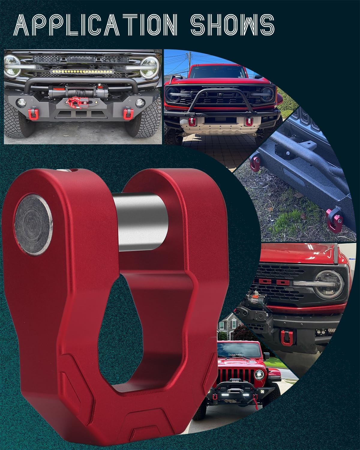 3/4 inch D Ring Shackle, 70,000lbs MBS 18,000lbs WLL with 7/8’’ Screw Pin Heavy Duty Aluminum Towing Shackle Work with Tow Strap Winch Recovery for Truck Trailer UTV ATV RV SUV, Red (2 Pack) - Image 6