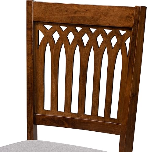 Miniatura 6 de Baxton Studio Genesis - Juego de 2 sillas de comedor, gris/marrón nogal Gris/marrón nogal,marrón, beige (Beige/Dark Brown),gris/marrón