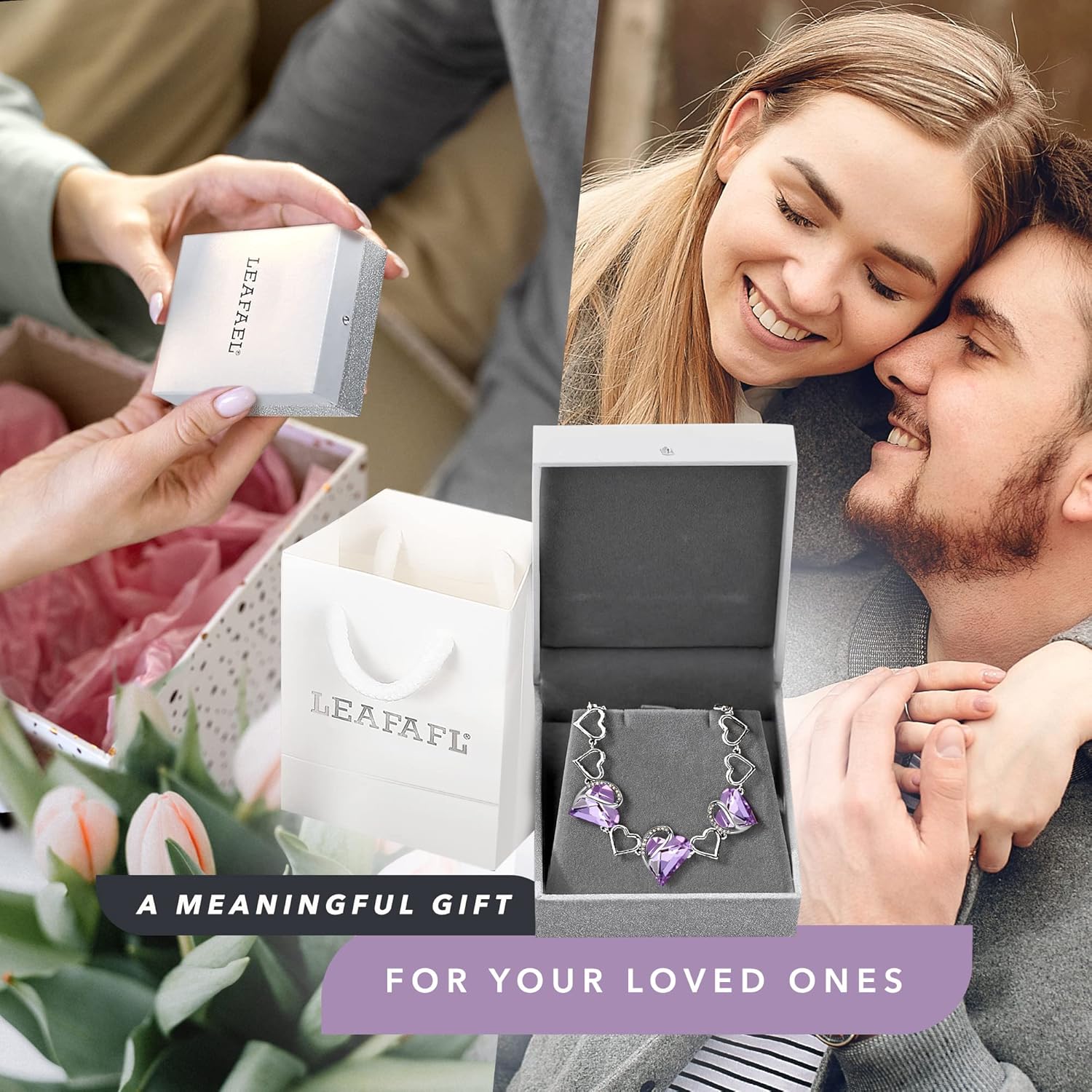 Leafael Infinity Love Heart Link Bracelets, Birthstone or Healing Stone Crystal Bracelet for Women, Silver Tone Jewelry Gifts for Her, 7-inch Chain and 2-inch Extender - Image 6