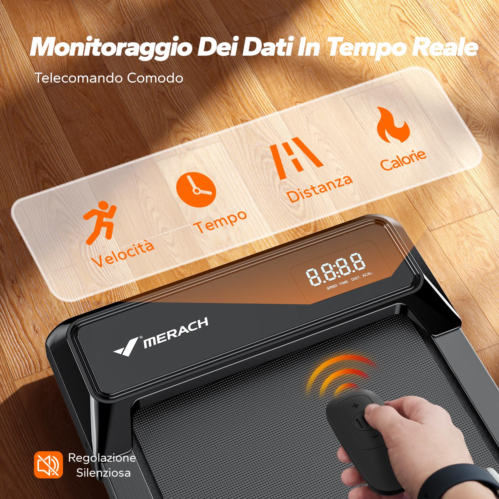 MERACH Tapis Roulant Elettrico, Walking Pad Salvaspazio, 3 IN 1 Tapis Roulant Compatto per casa e ufficio, 2.5HP Mini Treadmill, App e Telecomando, Display LED, Senza Necessità di Montaggio