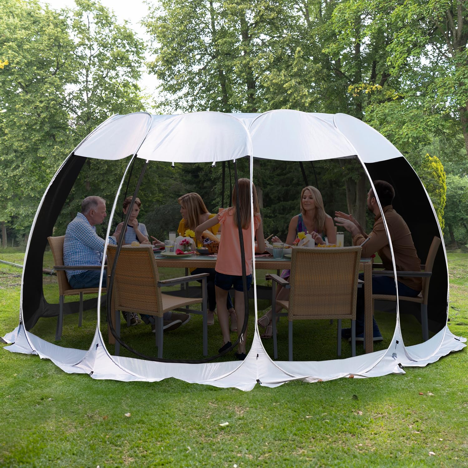 Alvantor Pop Up Screen House Tent, Instant Outdoor Gazebo with Mosquito Netting &amp; UPF 50+ Sun Protection, Portable Canopy Shelter for Patio, Backyard, Camping (2-10 Person)