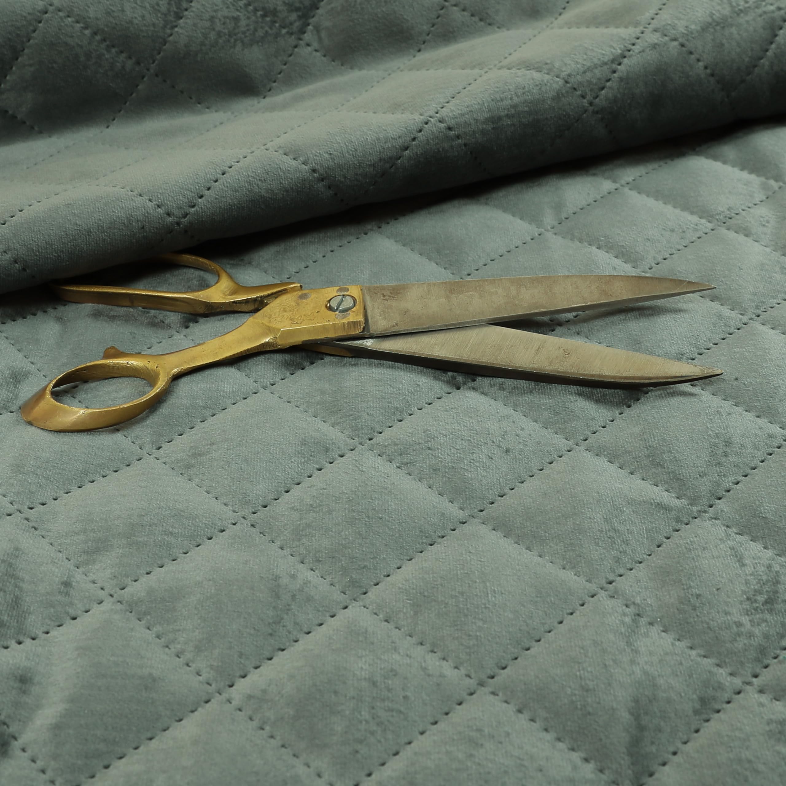 Redbrick Mill Fabrics Flame Retardant Quality Modern Quilted Velvet Plain Upholstery Furnishing Fabric Soft Grey (1 Metre)