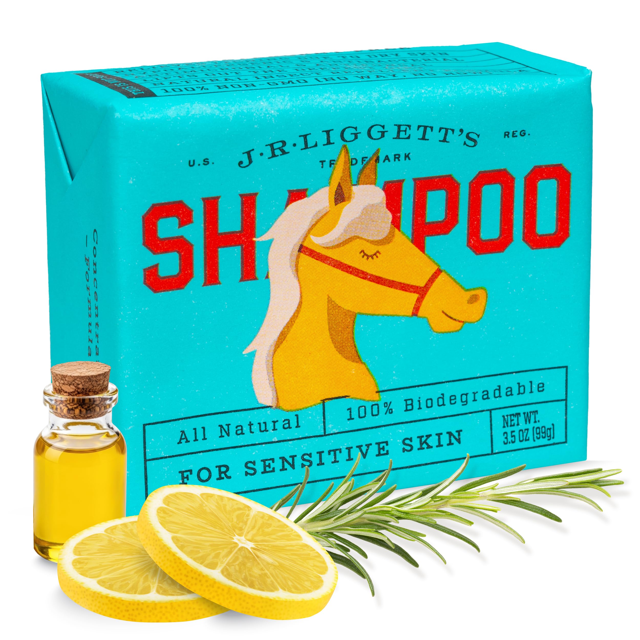 J.R.LIGGETT'S Horse Shampoo Bar, Natural Mane and Tail Cleanser Bar 3.5 oz