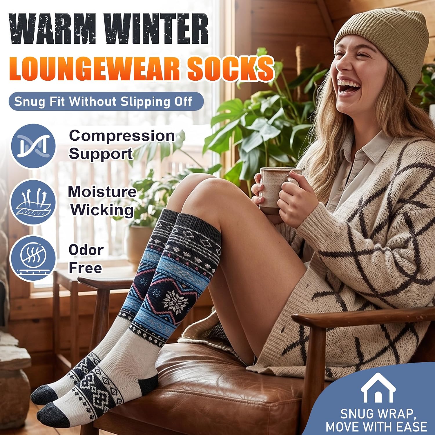 Welwoos Womens Merino Wool Thermal Warm Ski Socks, 3 Pairs image 4