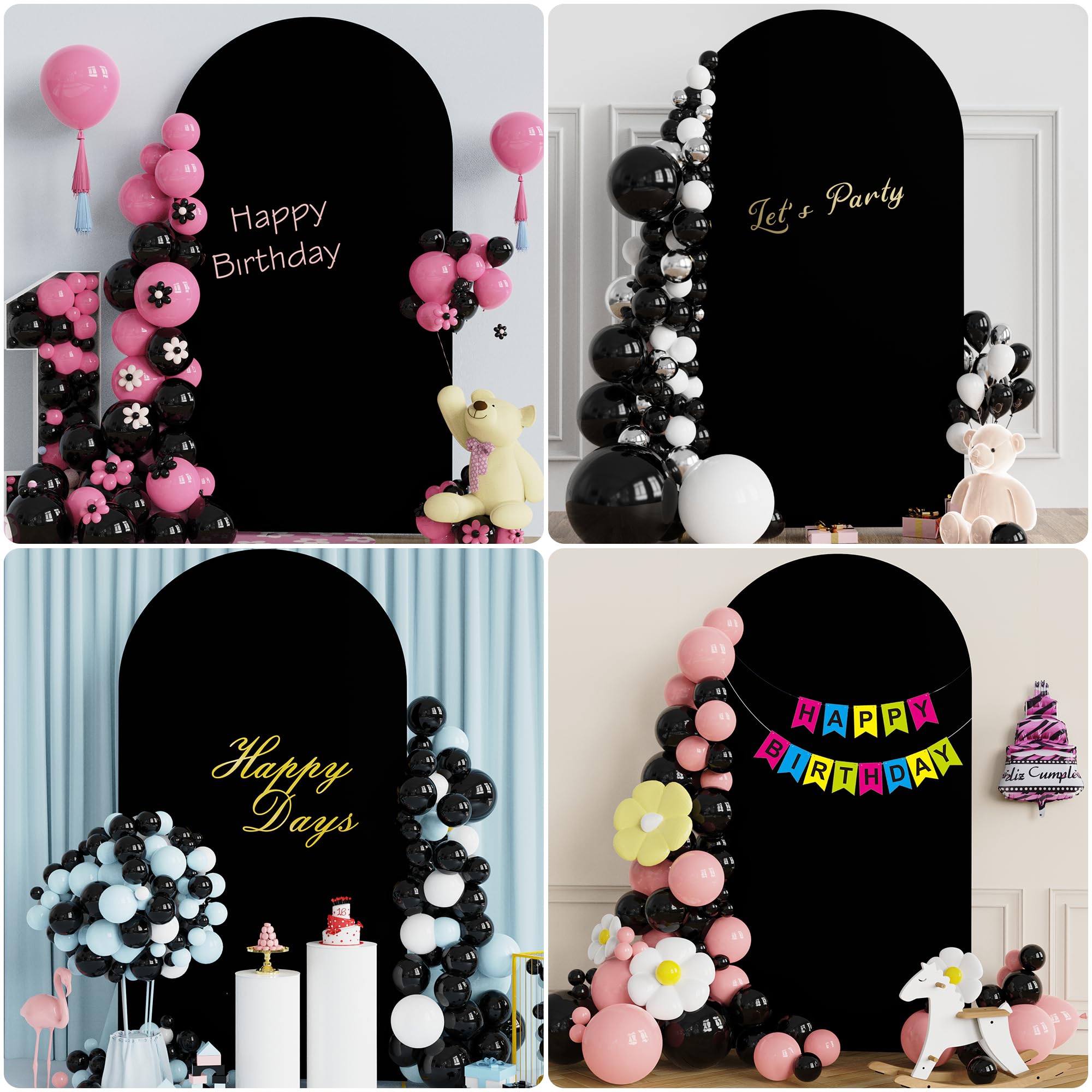 7.2FT Wedding Arch Spandex Cover - Double-Sided Round Top Backdrop Stand Cover For Party Decor