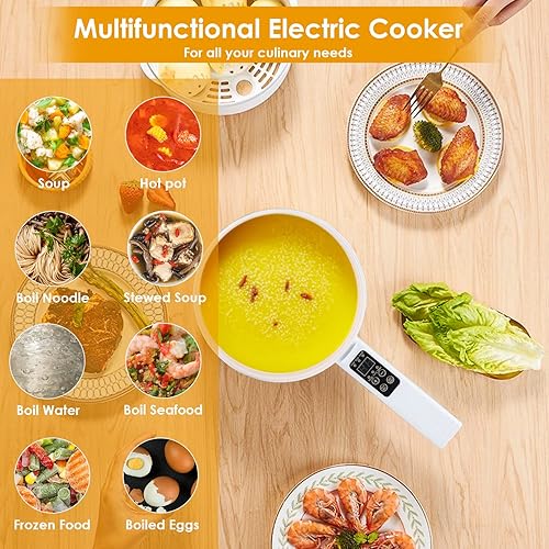 Miniatura 4 de Olla caliente eléctrica, vaporizador eléctrico de 1.8L, sartén antiadherente multifuncional, adecuado para ramen, filete, huevo, arroz, avena, botón