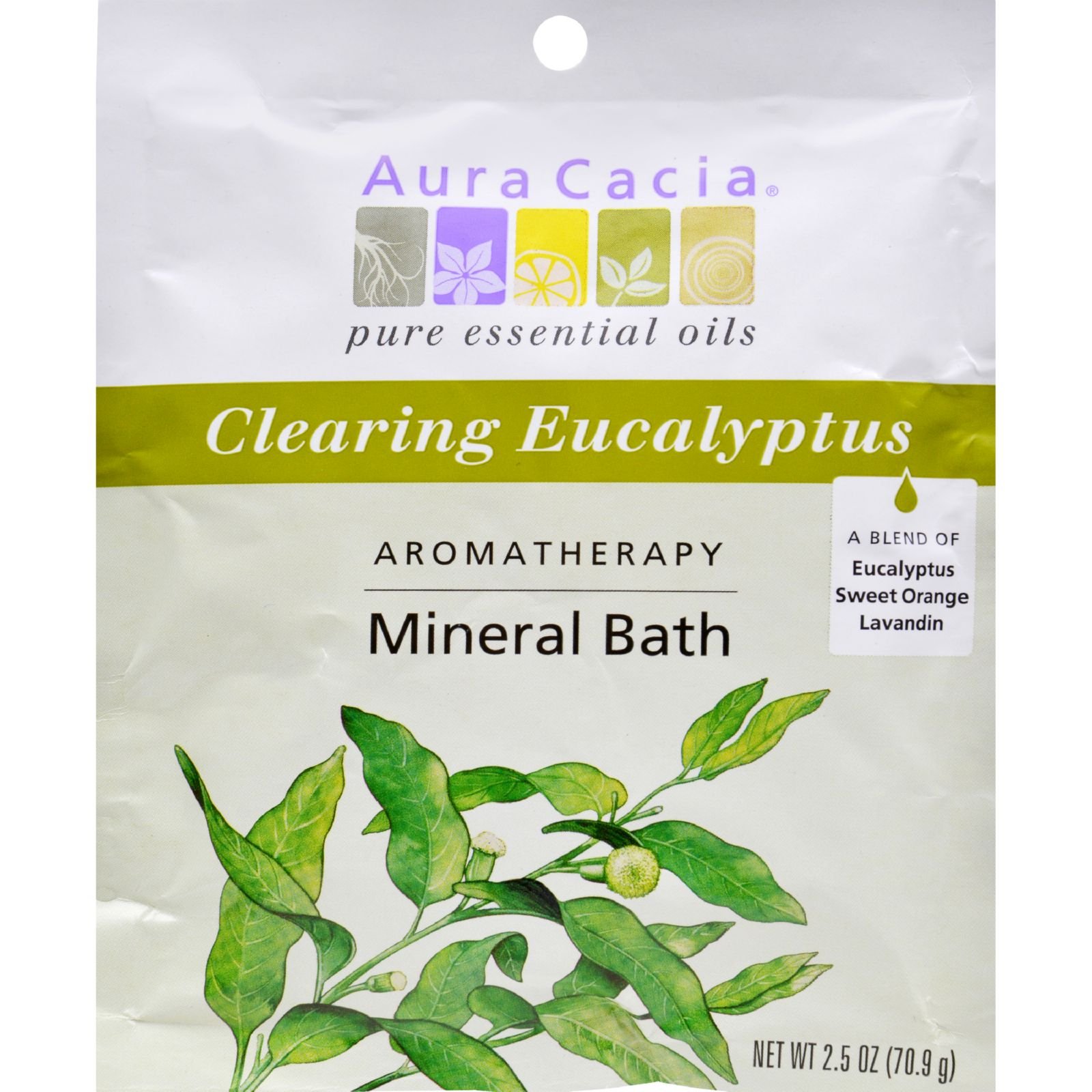 Aura CaciaClearing Eucalyptus Aromatherapy Mineral Bath Salt, 2.5 Ounce Packet - 6 per case.6