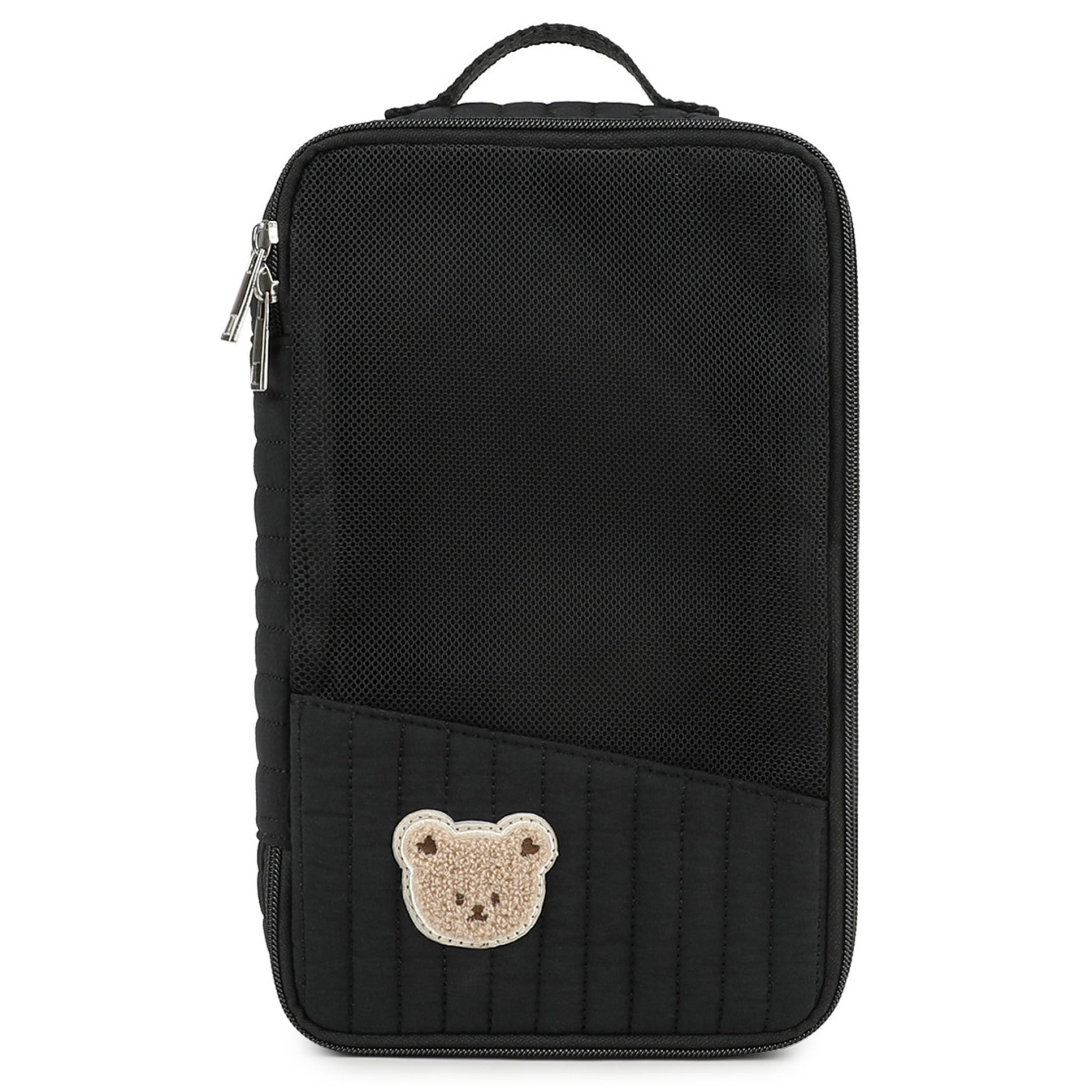 Xoeryoy Diaper Pouch, 1 Pack Diaper Bag Organizer Pouch - Hanging & Hand-held Design With Layered Mesh Compartments, Black