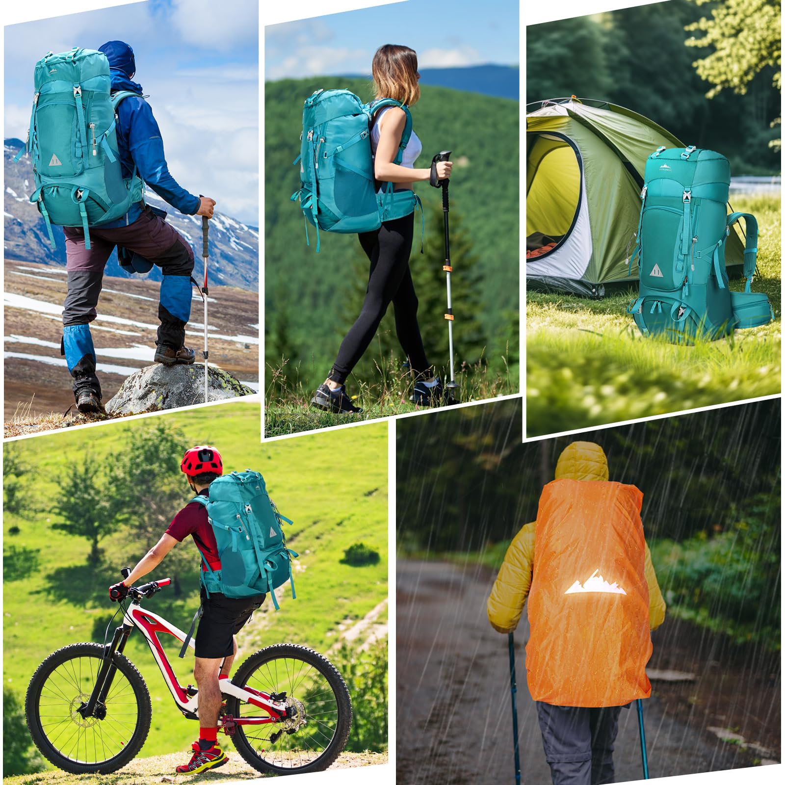 IGOLUMON Sac à Dos Randonnée 60L avec Housse de Pluie pour Homme Femme - Trekking, Camping, Pédestre, Voyage et Alpinisme