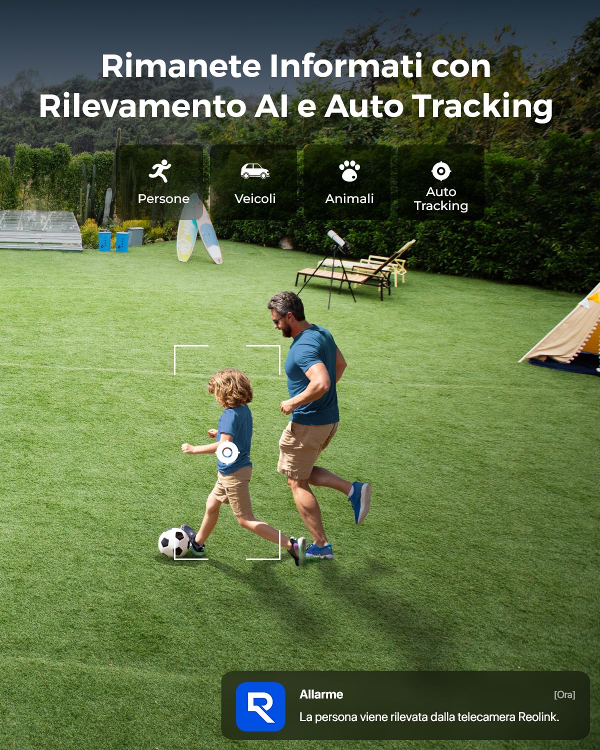 Reolink 4K 8MP Telecamera Wi-Fi Esterno con Zoom Ottico 5X, Auto-Tracking | Pan 360° e Tilt 90°, Dual-Band Wi-Fi 6, Notturna a Colori/Infrarossi, Audio Bidirezionale, Rilevamento Smart, RLC-823S1W