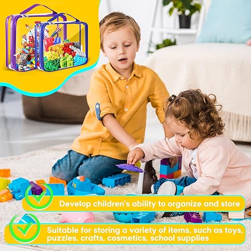 Miniatura 5 de AOBOPLE Paquete de 6 bolsas de almacenamiento de juguetes con cremallera, 2 tamaños de PVC transparente de bolsas organizadoras de juguetes con