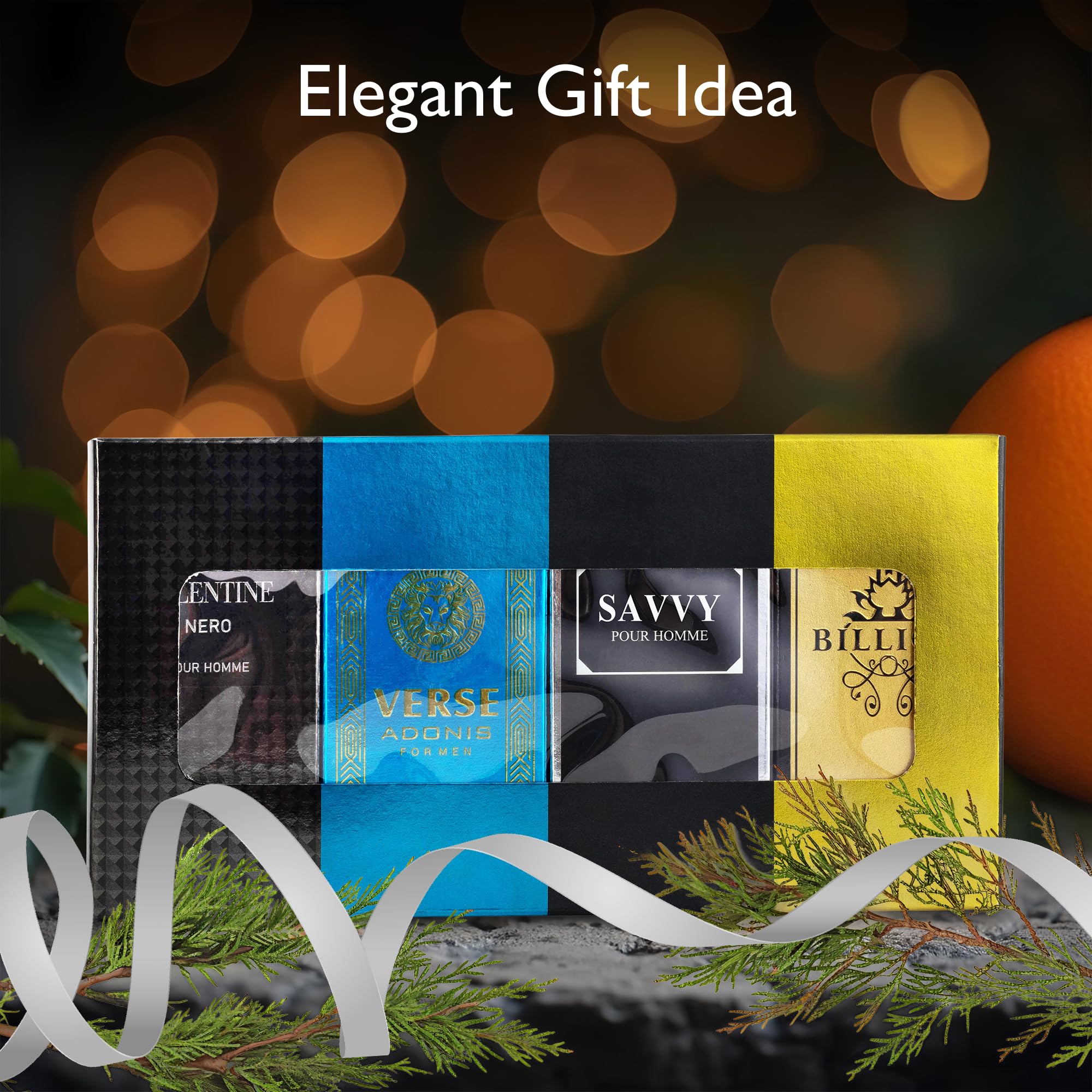 Signature Scent 4-Piece Mini Fragrance Set for Men Includes Salvage/1 Billion/Verse/Valentine Collection of Woody, Spicy, Citrus & Aromatic Fragrance Non-Irritating Ingredient Each One in 30ml Bottle