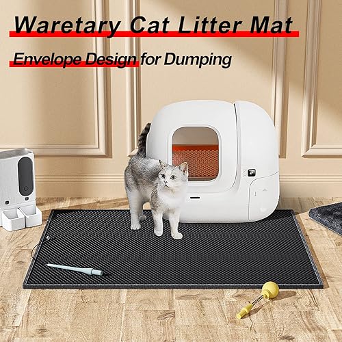 Miniatura 2 de Tapete de arena para gatos, bonito tapete de captura de panal para gatitos, tapete de doble capa con control de dispersión, orina e impermeable,