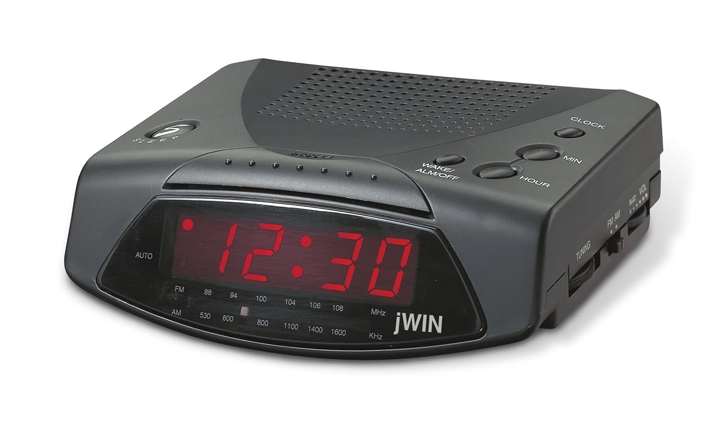 jWIN JL204BLK AM/FM Alarm Clock Radio (Black) (Discontinued by