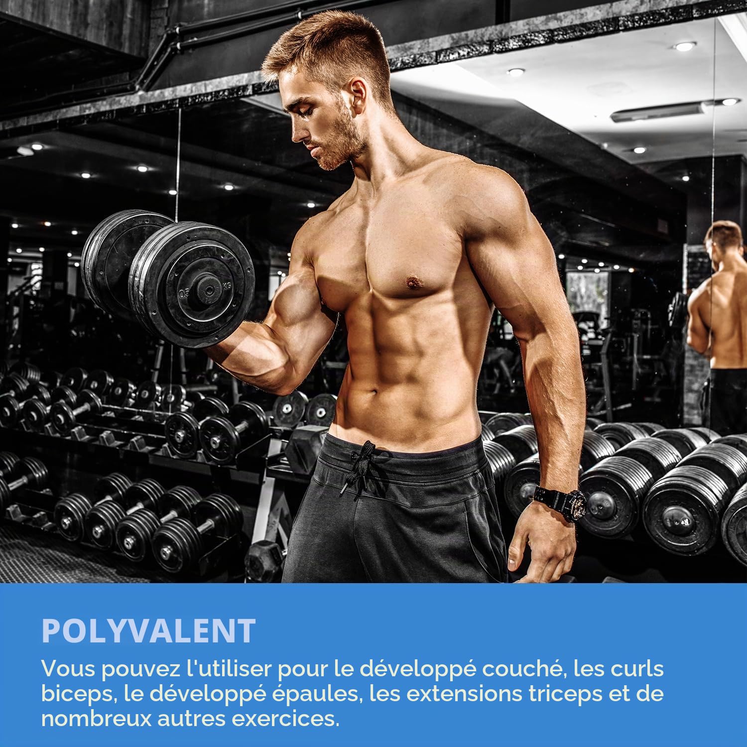 Gymtek Barre d'Haltères Courte - Longueur 35-45 cm, Ø 24 mm (+/-2 mm), 2 Fermetures en Étoile, Poignée Moletée pour Disques et Dumbbells - Noir ou Argent