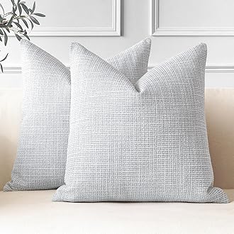 JOTOM Set of 2 Cushion Covers 40x40 cm Linen Blue Grey Decorative Throw Pillow Covers 16x16 Inch Square Cushion Case Home Decor Pillowcases for Couch Sofa Living Room Bed (Blue Grey)