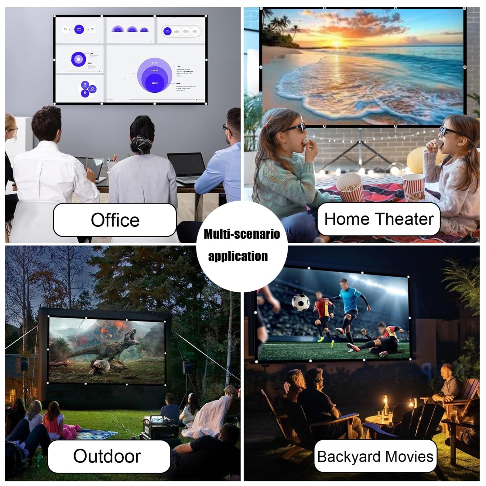 Telo Proiettore Esterno Portatile 120/150/250 Pollici per Home Theater Cinema Campeggio, Schermo Proiettore16:9 4K Full HD, Anti Rughe Pieghevole(72inch(16:9))