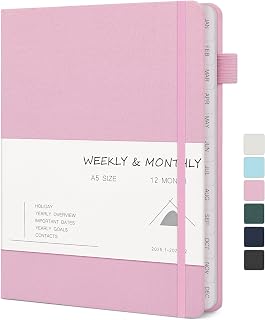 2025 Planner, Weekly & Monthly Planner, Linen Hardcover 12-Month Planner (Jan 2025 - Dec 2025), 5.65" x 8.15", Calendar Planner with Monthly Tabs, Inner Pocket, Pen Loop, Bookmark, Gift Box, Pink