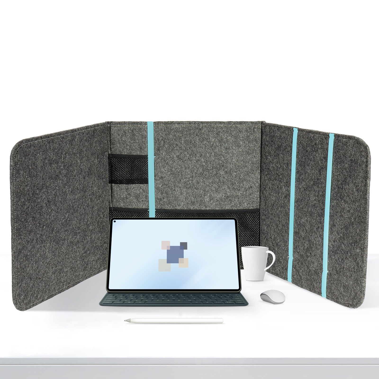 Schreibtisch Trennwand,2 Stück,Sichtschutz Schreibtisch,Tragbare Trennwände, Tischdividieren für Klassenzimmer-Privatsphäre-Bildschirme für Erwachsene und Studenten,120 x 39 cm, Filz