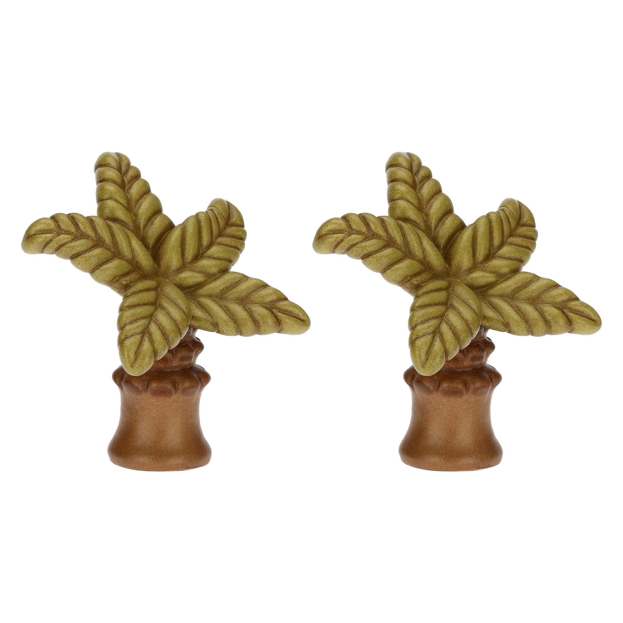 THUN - Set 2 Palme in Ceramica Decorata a Mano, Linea Presepe Classico, Decorazioni Natale Casa, 11 cm h