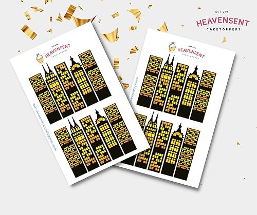 Miniatura 3 de 20 rascacielos precortados edificios de ciudad comestible premium gruesa oblea tarjeta de pie Cupcake Toppers fiesta cumpleaños decoración pastel