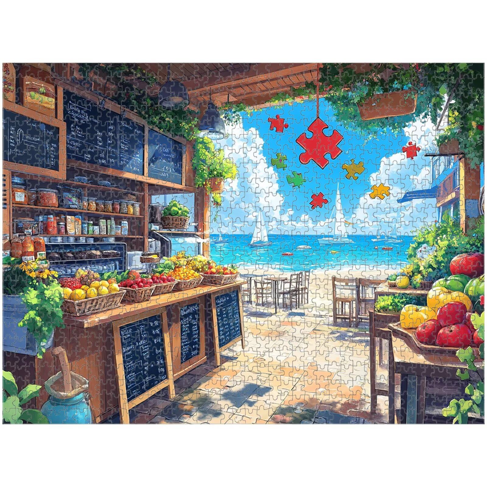Puzzle 1000 Pièces, Océan & Paysage Puzzle en Bois Durable 1T#283 | Puzzle en Bois, Découpe de Précision, Encres aux Couleurs Vives, Loisir Relaxant, Décoration Intérieure, Cadeau, 50x75cm