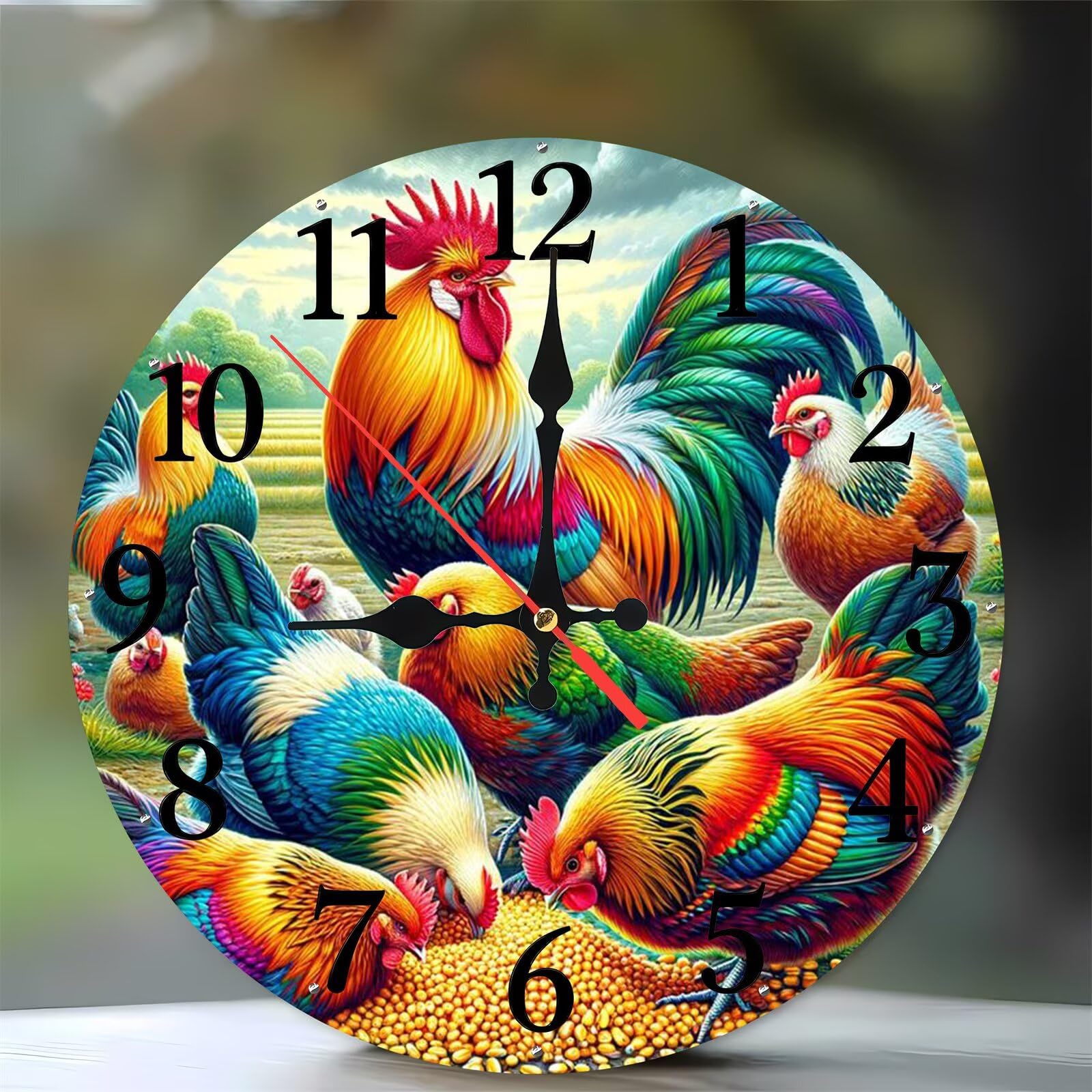 Horloge murale cuisine au motif poulet de campagne pour une ambiance chaleureuse
