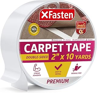 XFasten Double Sided Carpet Tape for Area Rugs and Carpets, Removable and Hardwood Safe, 2 Inches x 10 Yards, Ideal for Ar...