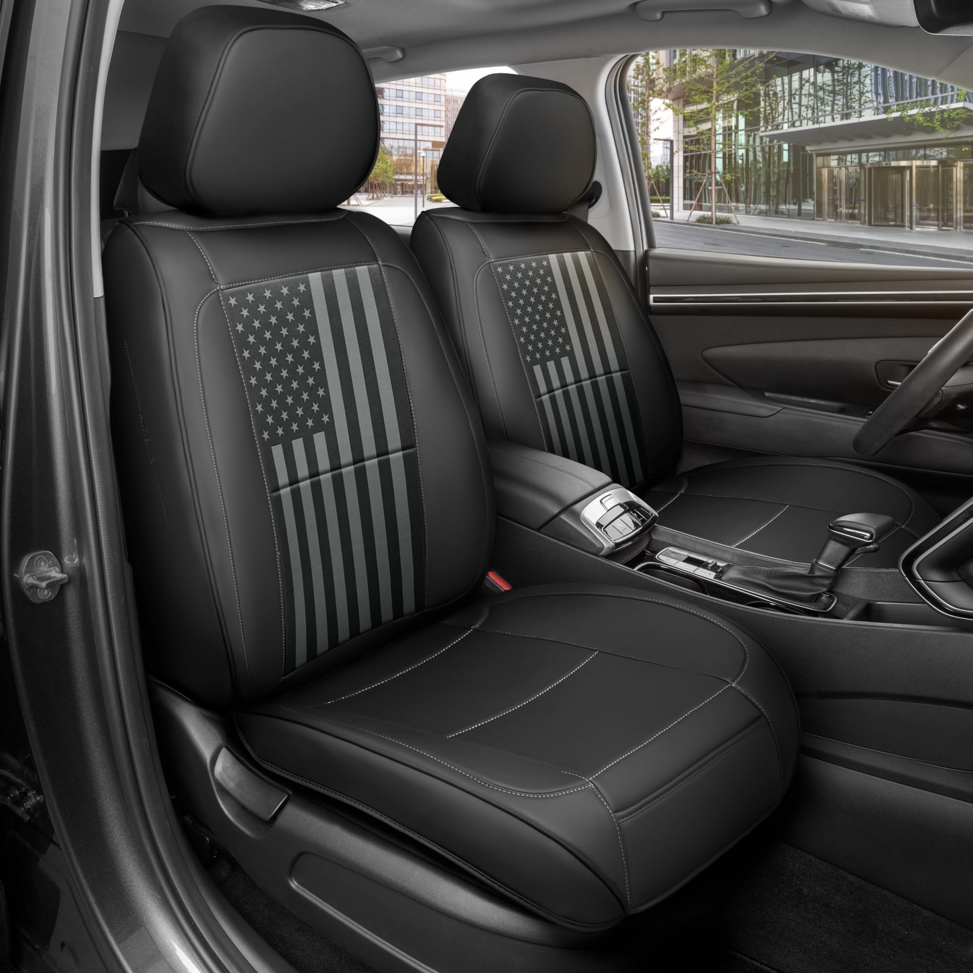 Patriot Black Flag Leather Seat Covers for Trucks & Cars | Black Flag Car Seat Covers, Waterproof Leather Seat Covers, Car Accessories, Seat Protector, Universal Fit