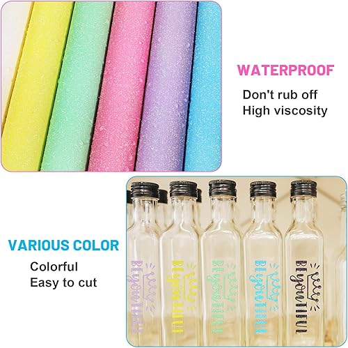 Miniatura 4 de GIRAFVINYL Hojas de vinilo con purpurina permanente Rainbow Shimmer de 12 x 12 pulgadas, 7 hojas de vinilo para manualidades para decoración del