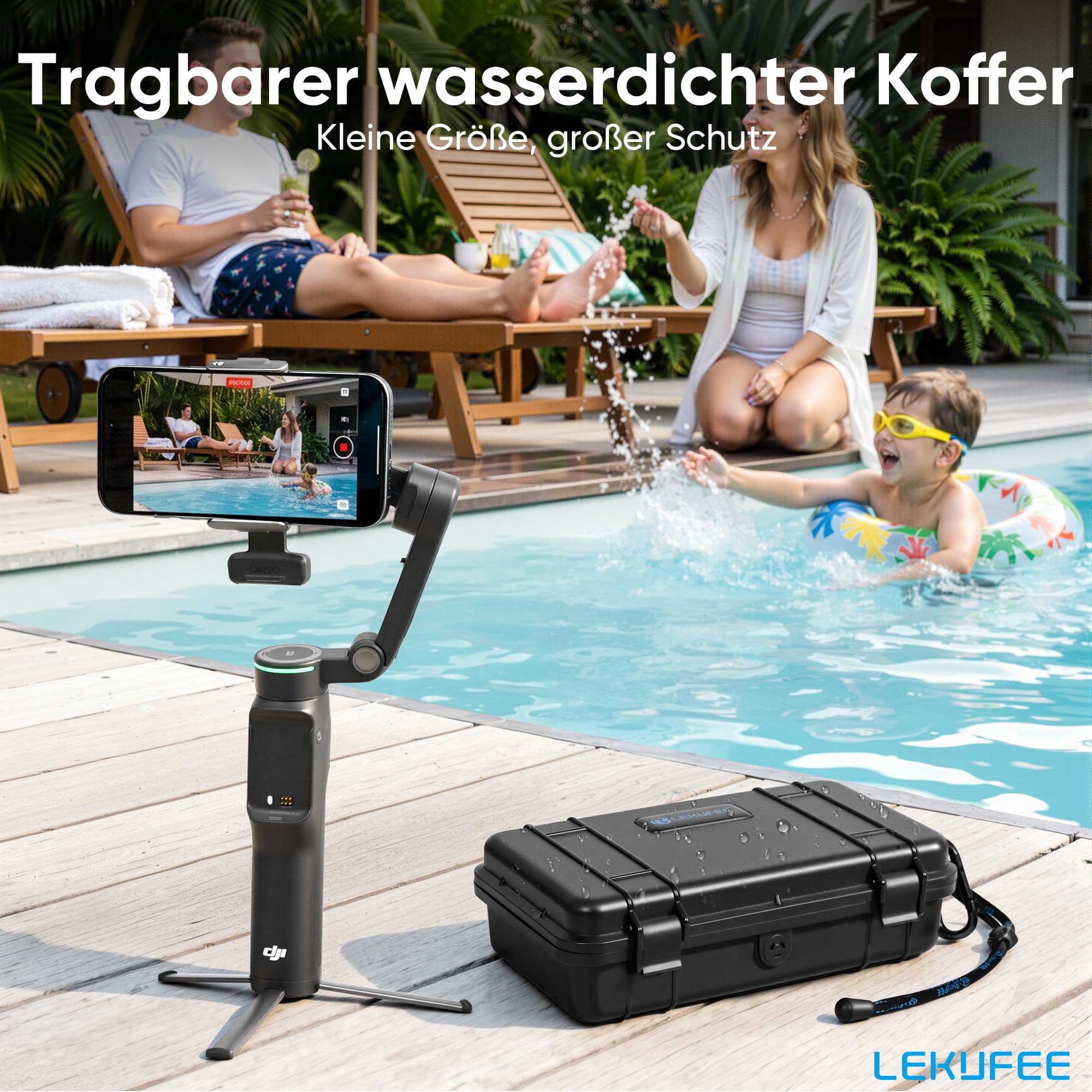 LEKUFEE Reise-Wasserdichter Aufbewahrungskoffer für DJI Osmo Mobile 8P Gimbal-Stabilisator und weiteres Zubehör (nur Tasche)