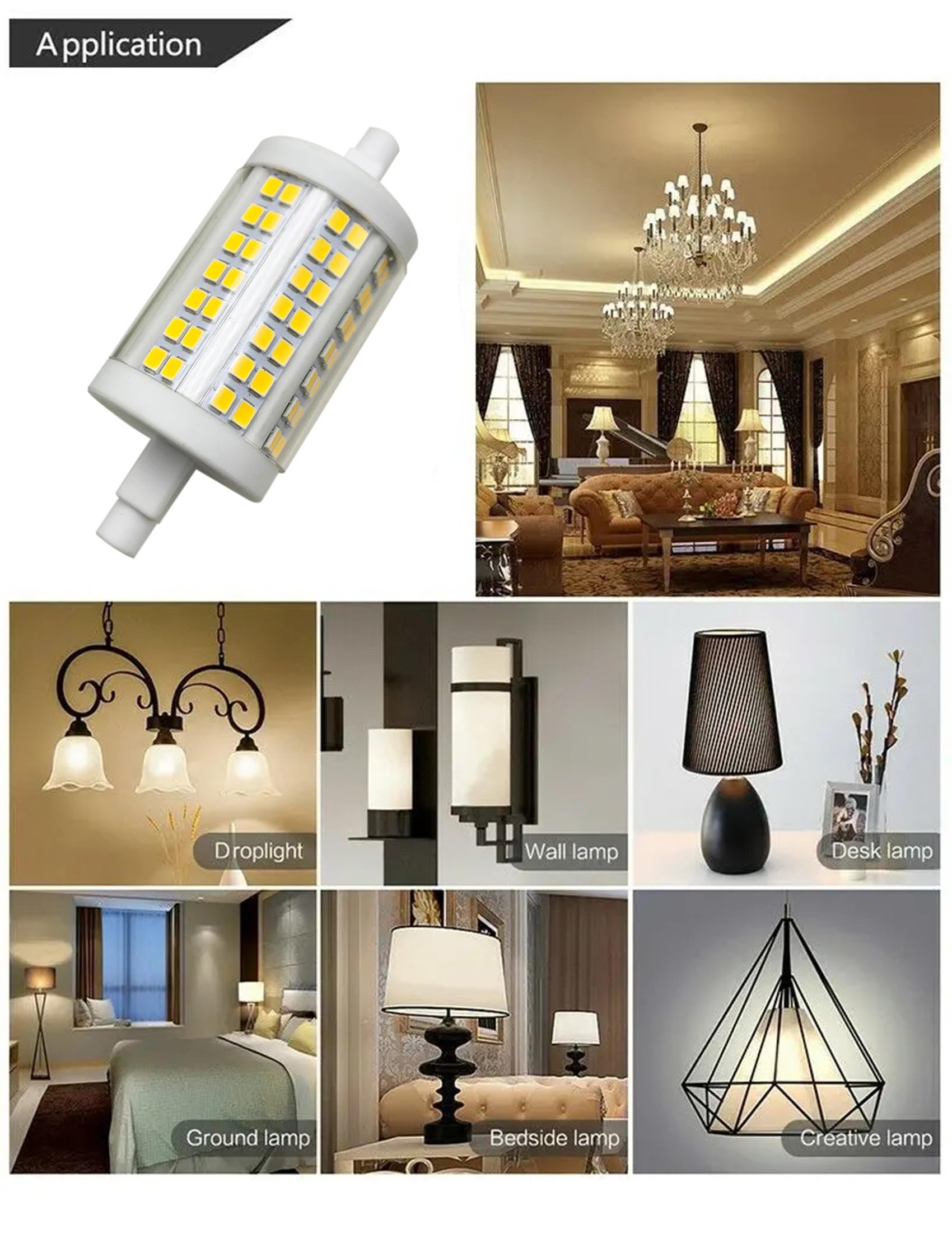 Żarówka LED R7s 78mm 20W ściemnialna Żarówki R7S 200W Żarówka halogenowa zamienna Dwustronna podstawa R7s LED do lamp roboczych, lamp ogrodowych, 2 sztuki,Cool white 6000k,20W 220V