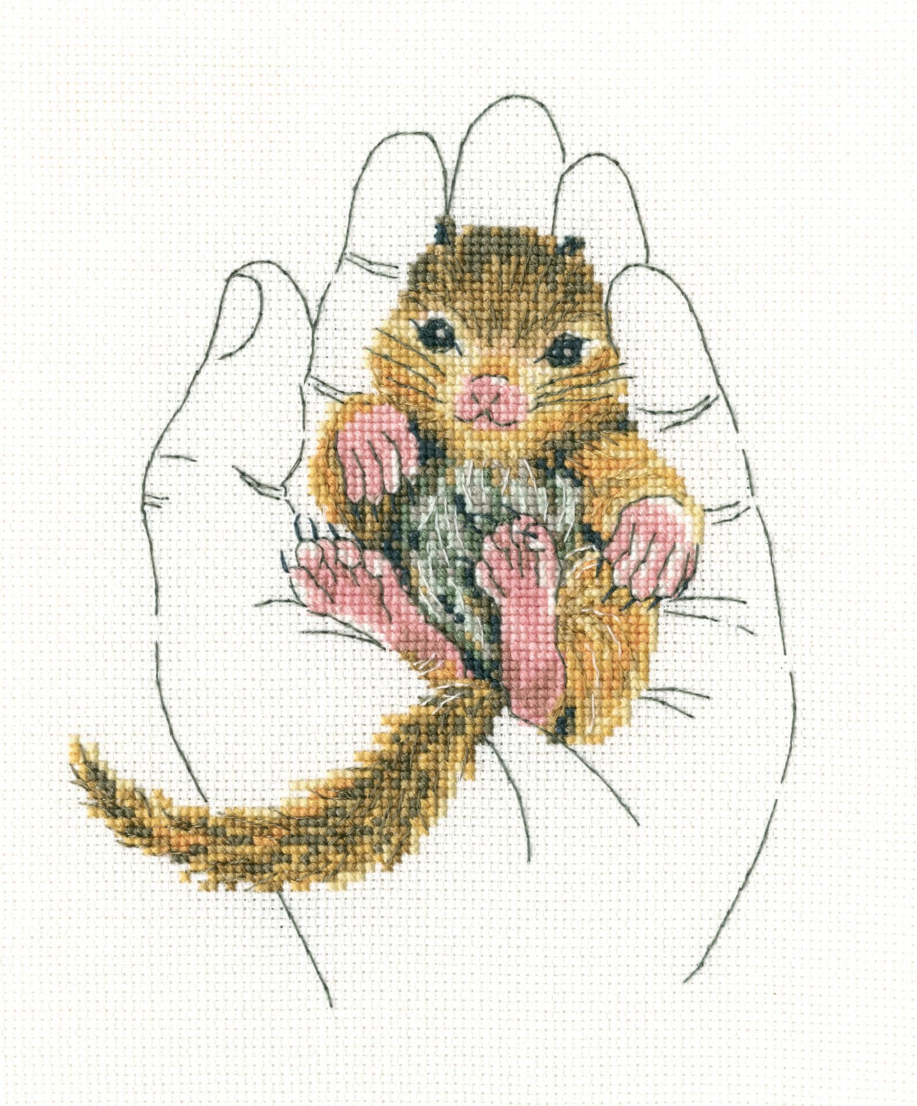 Rto Cross Stitch Embroidery Kits For Adults Nature, Animals - Warmth In Palms 12.5X16cm/4.9X6.3 16Ct
