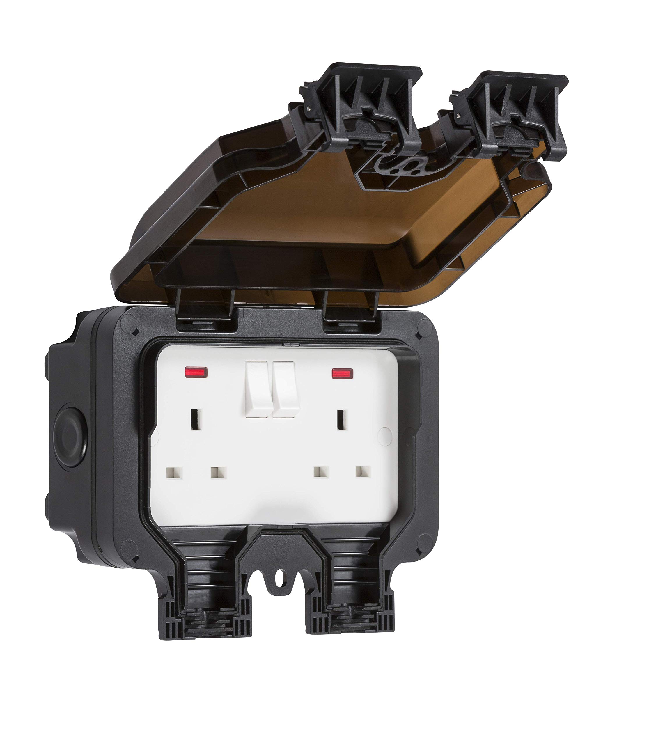 Knightsbridge OP9N Outdoor Weatherproof Double Socket IP66, Black,84.0 mm*153.0 mm*170.0 mm
