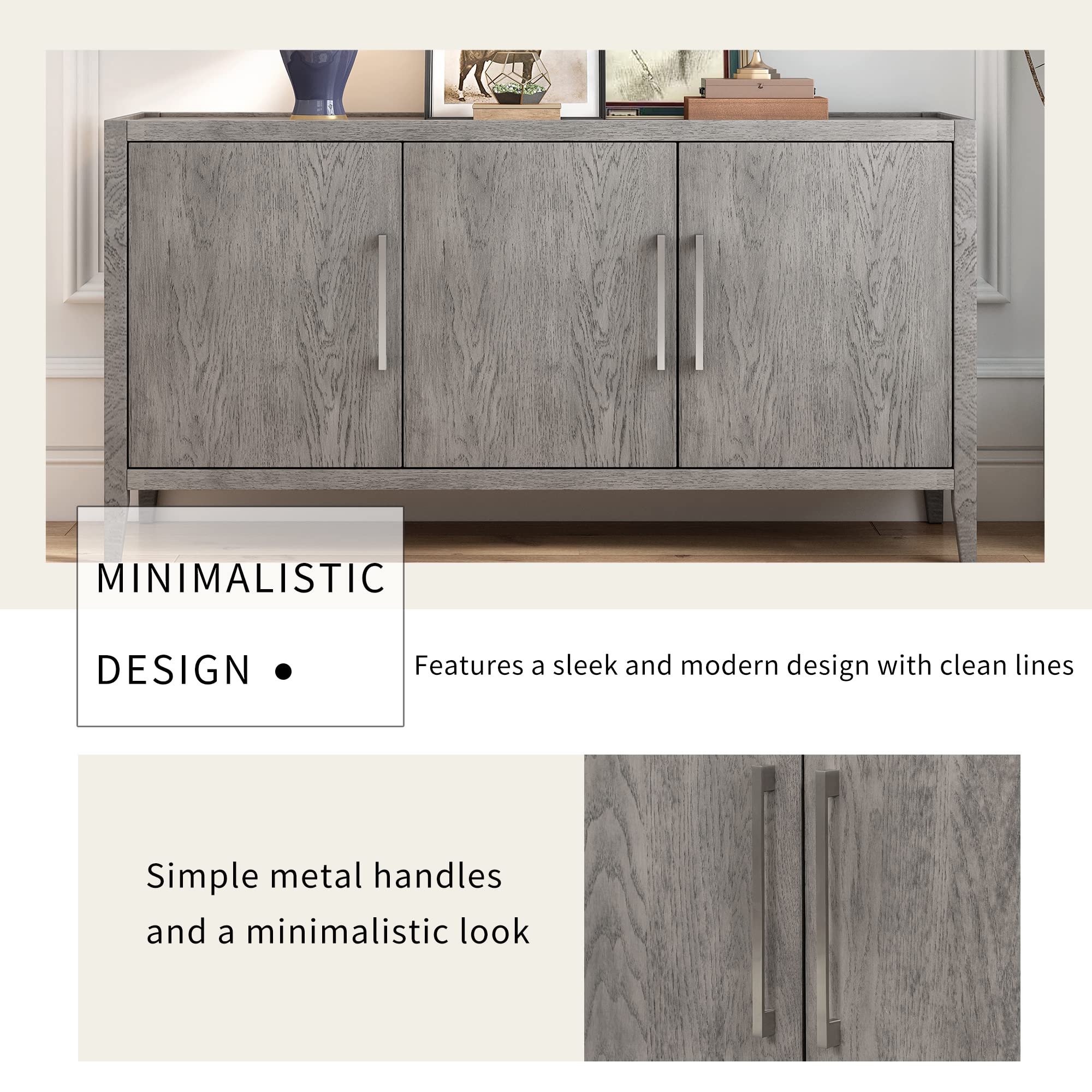 Amazon.co.jp: 47.2インチ レトロスタイルアクセント収納キャビネット