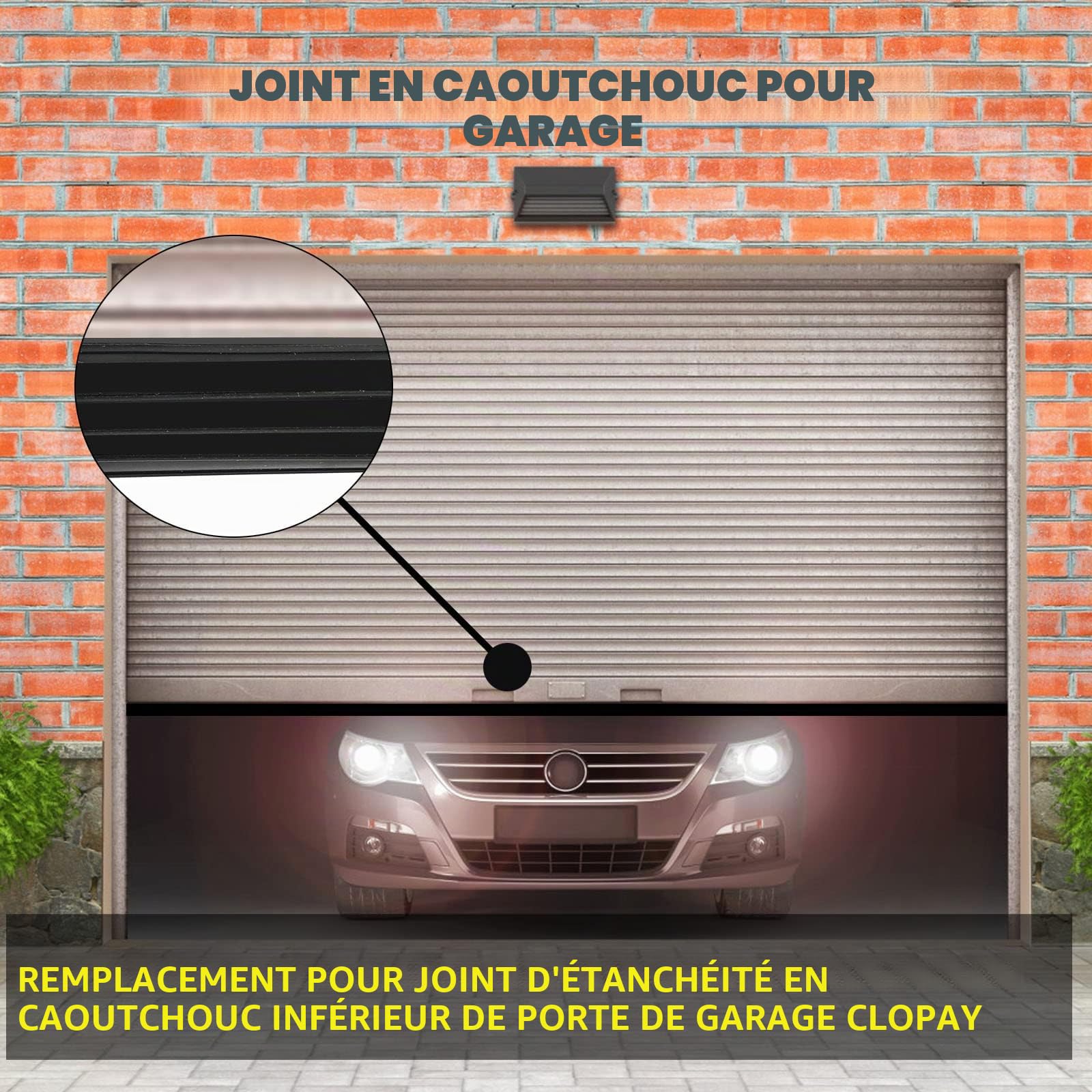Joint de rechange en caoutchouc pour porte de garage Clopay Pour porte de 2,7 m de large