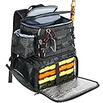 MATEIN Fishing Backpack, Water Resistant Fishing Tackle Box Bag with Rod Holders & Cooler, Gear Gifts for Men