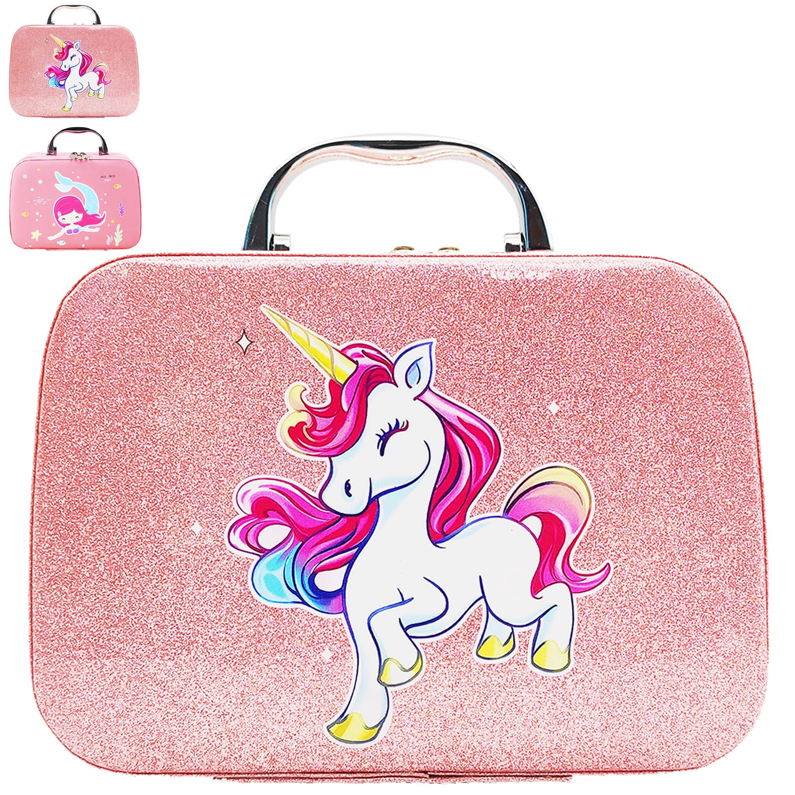 YOUYIKE Unicornio Neceser Viaje de Unicornio, Neceser Maquillaje Mujer, Neceser Infantil, para Niña Cámping Viaje Hogar Resistente al Agua Portátil, Regalo Cumpleaños Niñas 3 4 5 6 7 8 9 10 Años