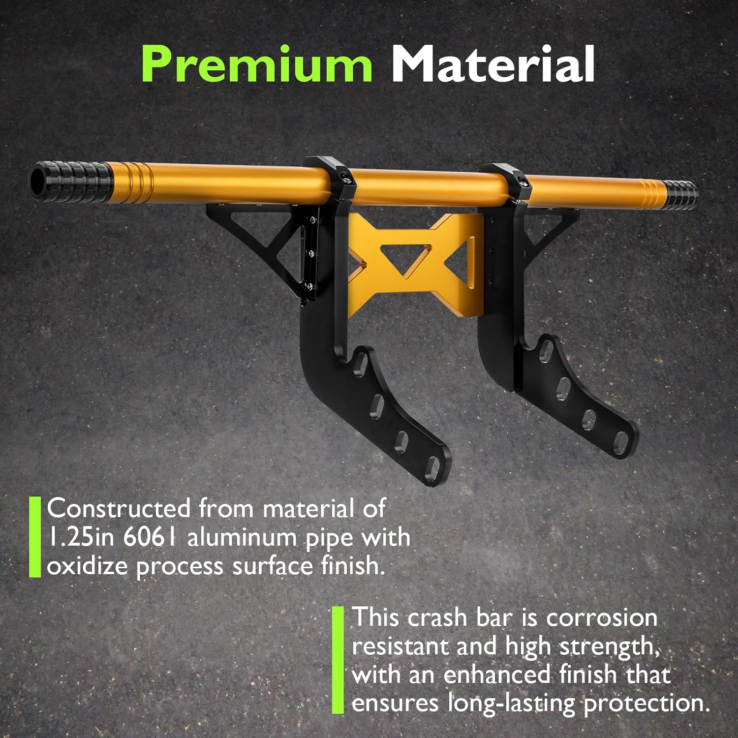 Mofun Front Highway Engine Guard Crash Bar Compatible with Harley Softail Models 2018-2025, Aluminum CNC Front Flat-Out Bar Fit Low Rider Deluxe Fat Boy Slim Street Bob Fat Bob, Gold