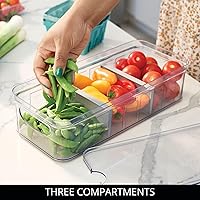 Vista 5 de Recipiente grande de plástico para nevera y despensa de iDesign con asas, caja modular apilable de almacenamiento de alimentos para el congelador