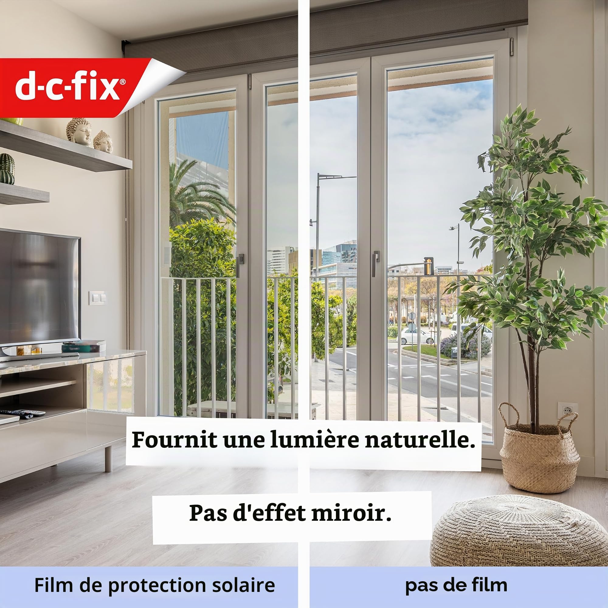 d-c-fix Film de Protection Solaire Autoadhésif (90x200cm) Film de Fenêtre | avec 99% Protection UV, Réduction de Chaleur, Film de Teintement, Film Thermique pour Fenêtres
