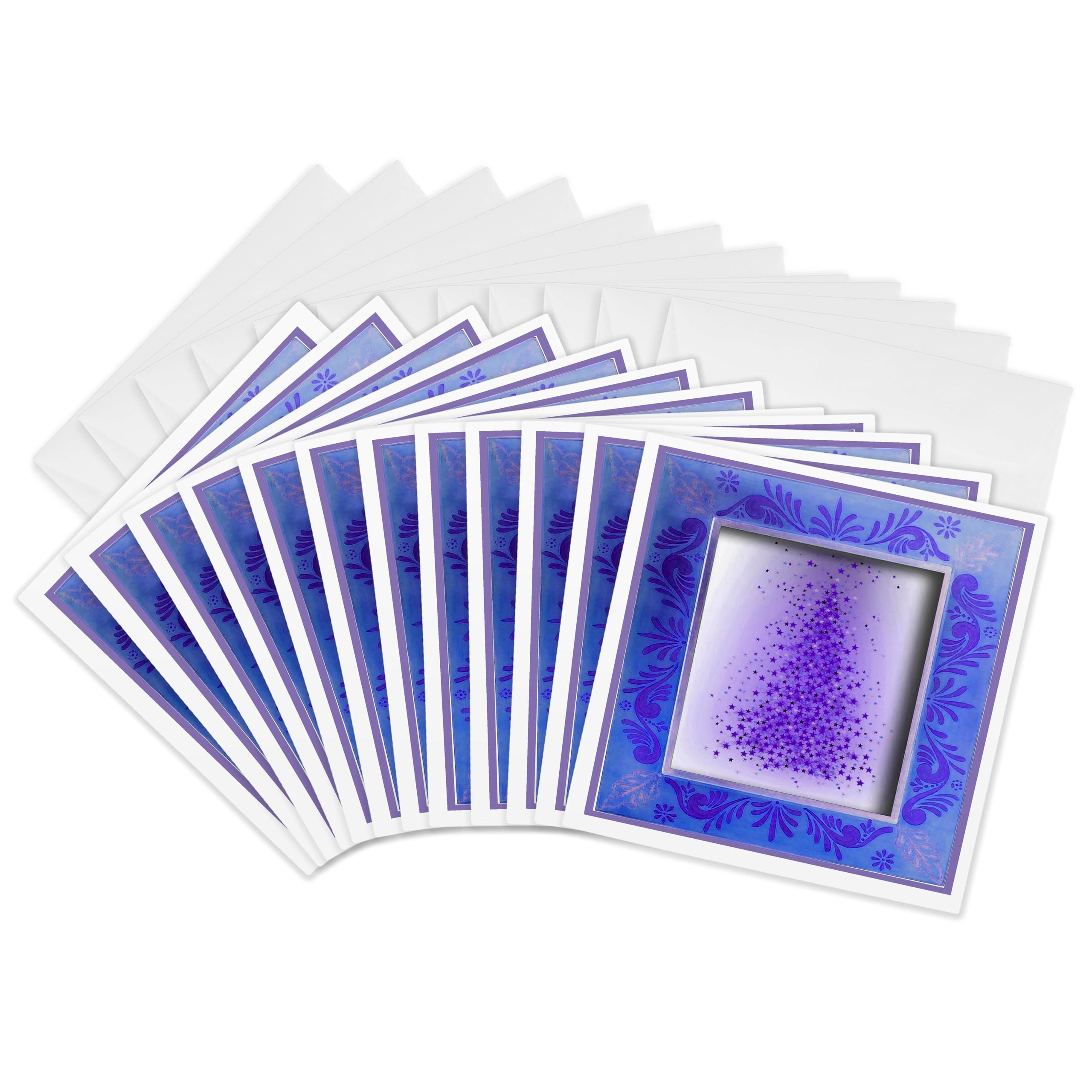 3dRose gc_26994_2 6 x 6-Inch "Purple Tree of Stars" Greeting Card (Pack of 12)